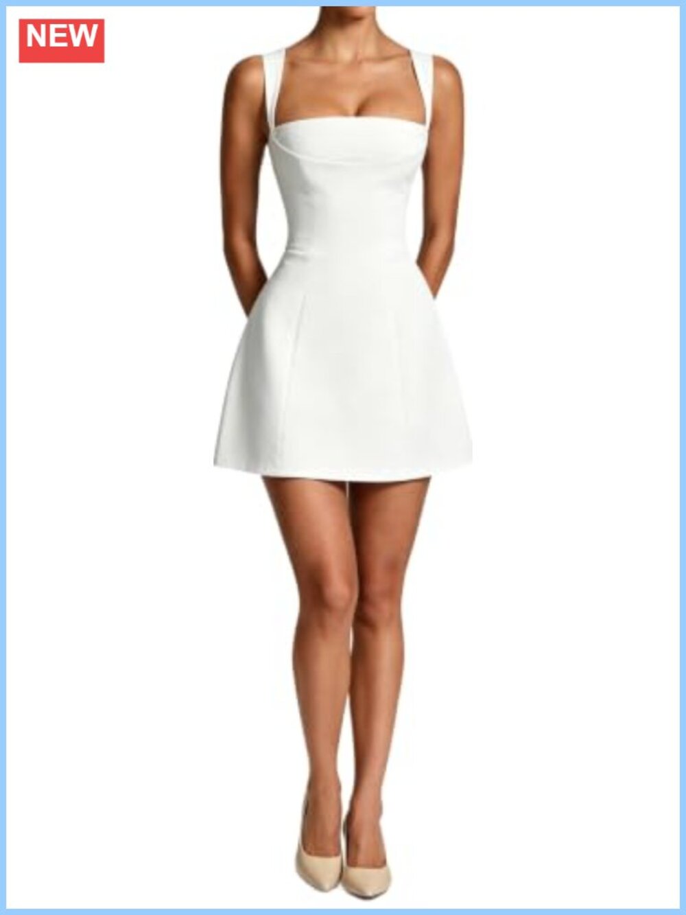 Corset Bodycon A-Line Mini Dress Square Neck Sleeveless Backless Party